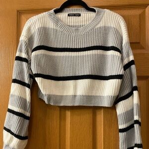 SHEIN Gray and Black Striped Sweater